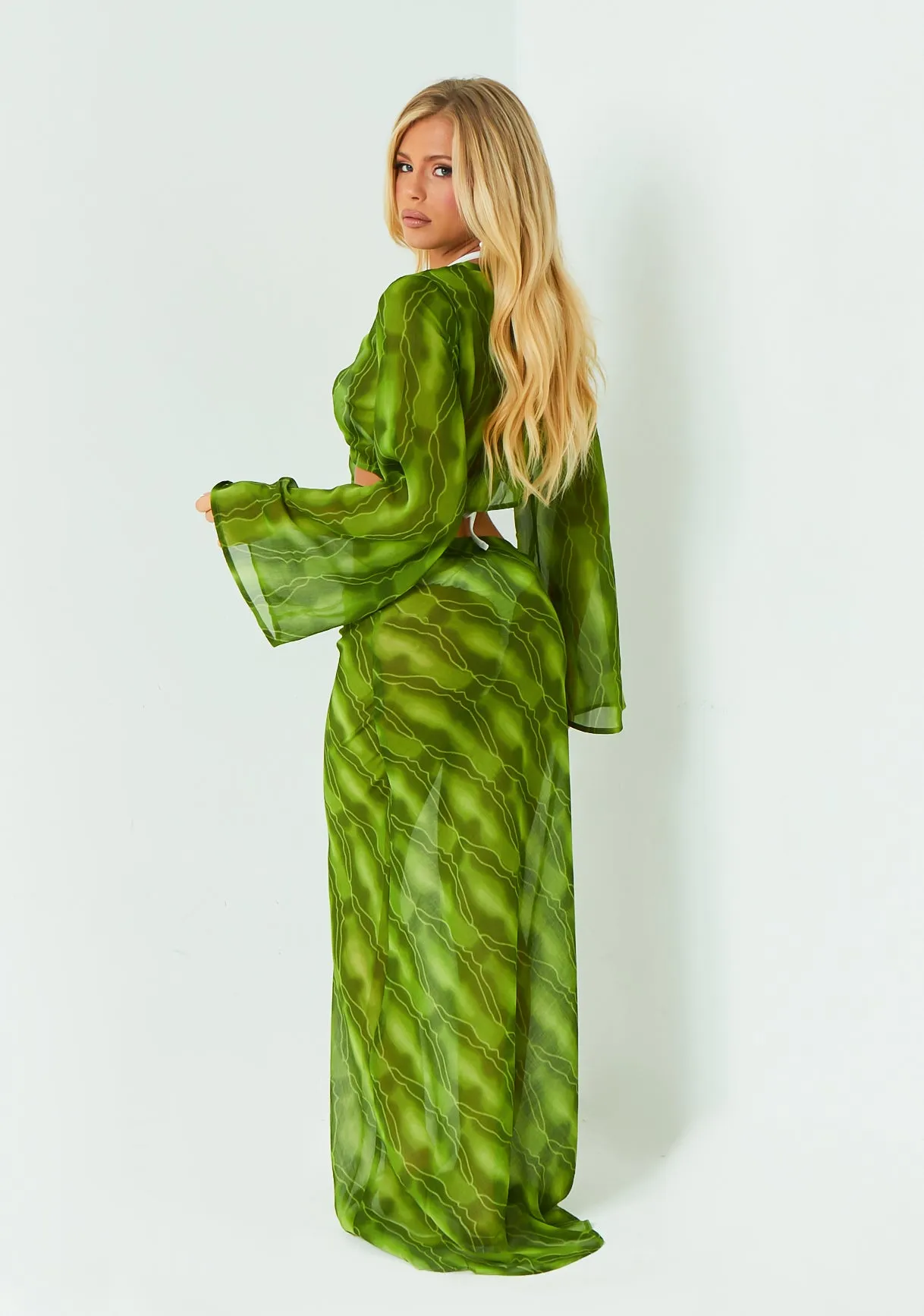 Rose Green Maxi Skirt sold by Missy Empire product image thumbnail 3