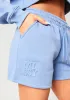Keira Blue Missy Embossed Sweat Shorts sold by Missy Empire