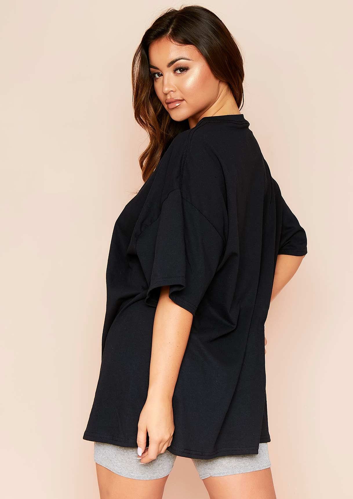 Samber Black No Feelings Graphic Oversized T-Shirt sold by Missy Empire product image thumbnail 4