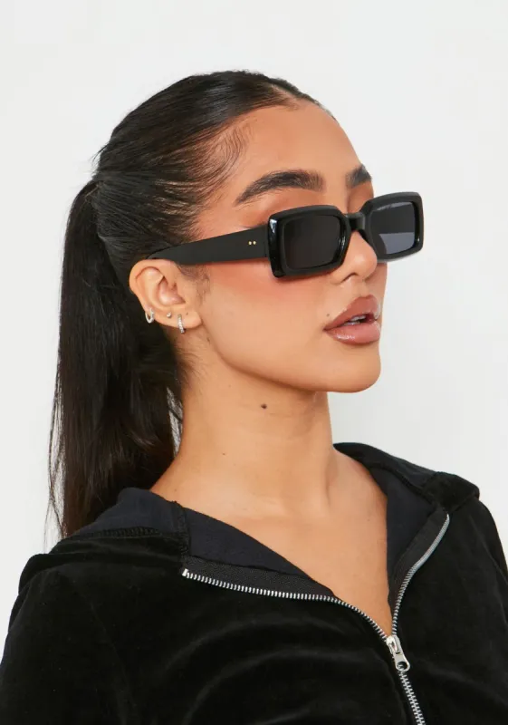 Mila Black Rectangle Sunglasses sold by Missy Empire