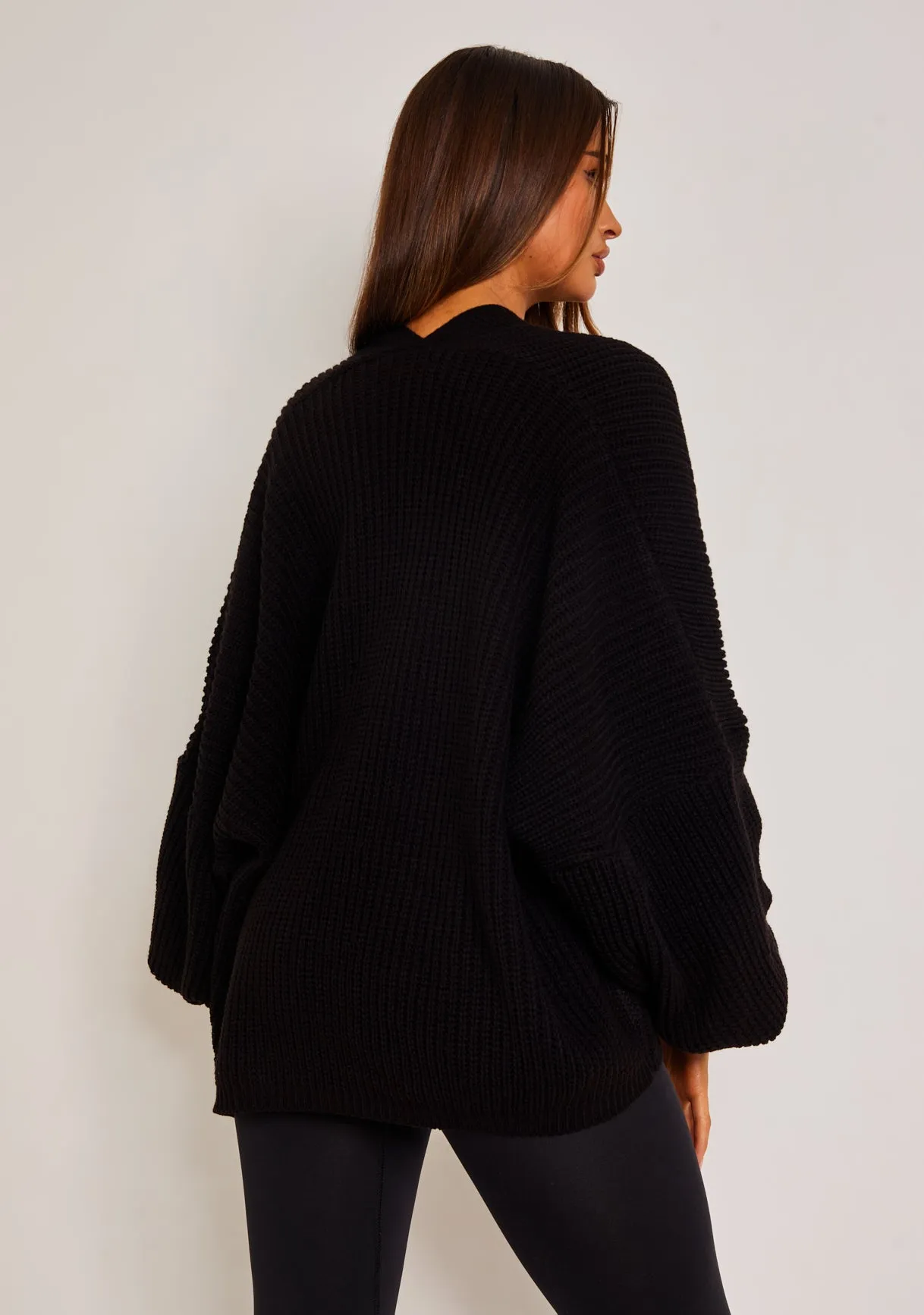 Devyn Black Balloon Sleeve Cardigan sold by Missy Empire product image thumbnail 2