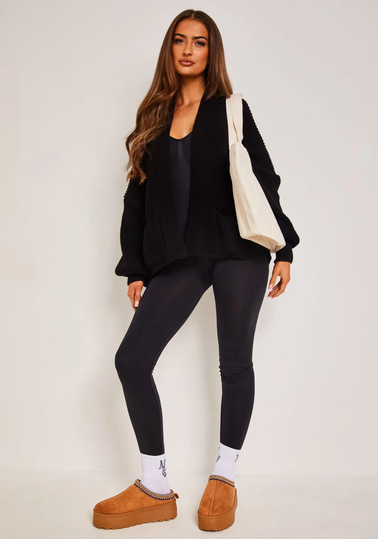 Devyn Black Balloon Sleeve Cardigan sold by Missy Empire product image thumbnail 3