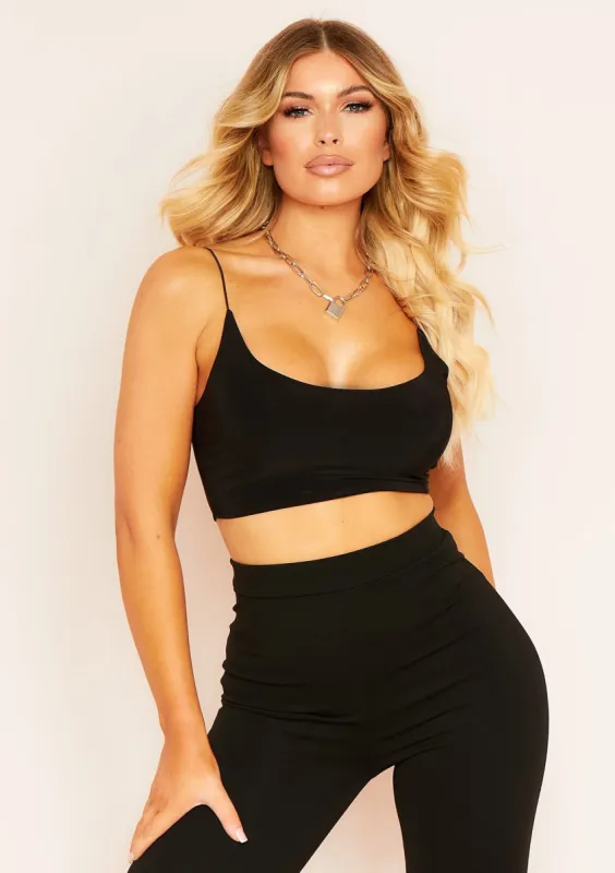 Corazon Black Basic Round Scoop Neck Strappy Bralet made by Missy Empire