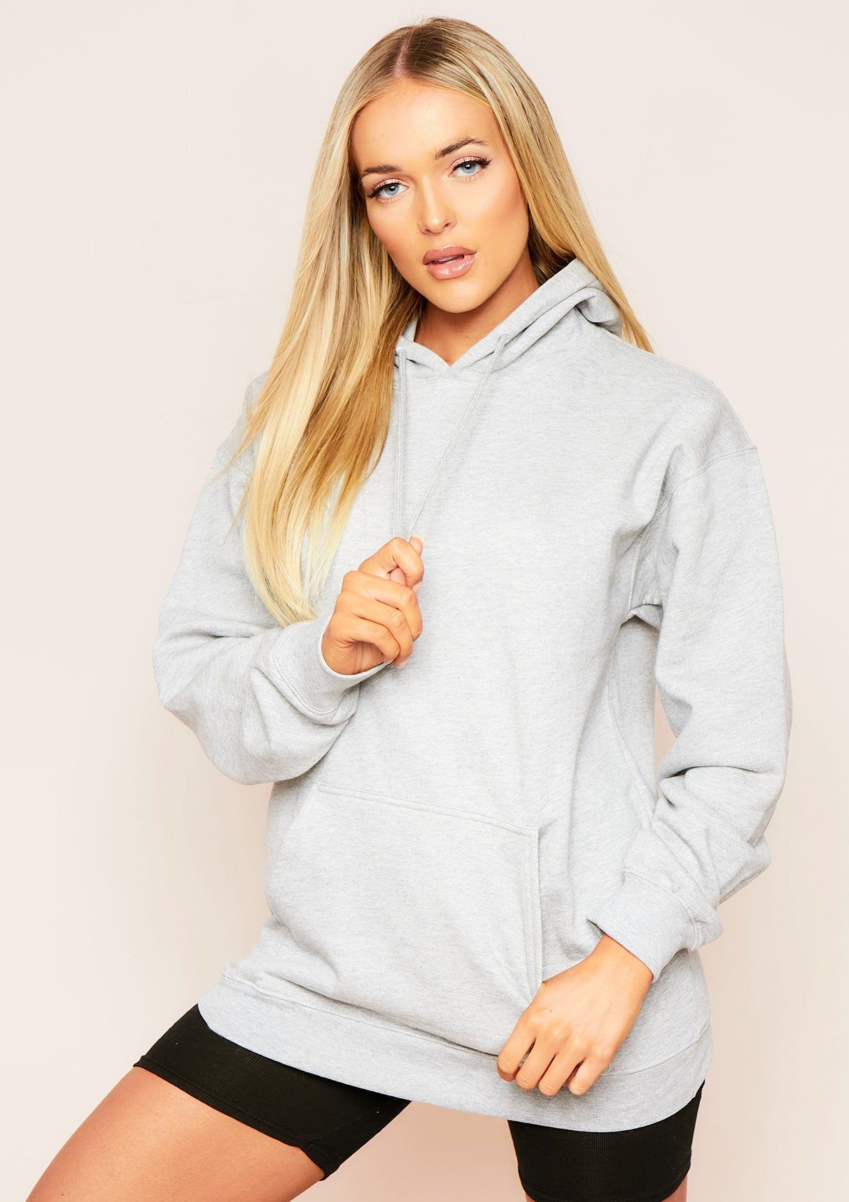 Karina Grey Oversized Drawstring Hoodie sold by Missy Empire