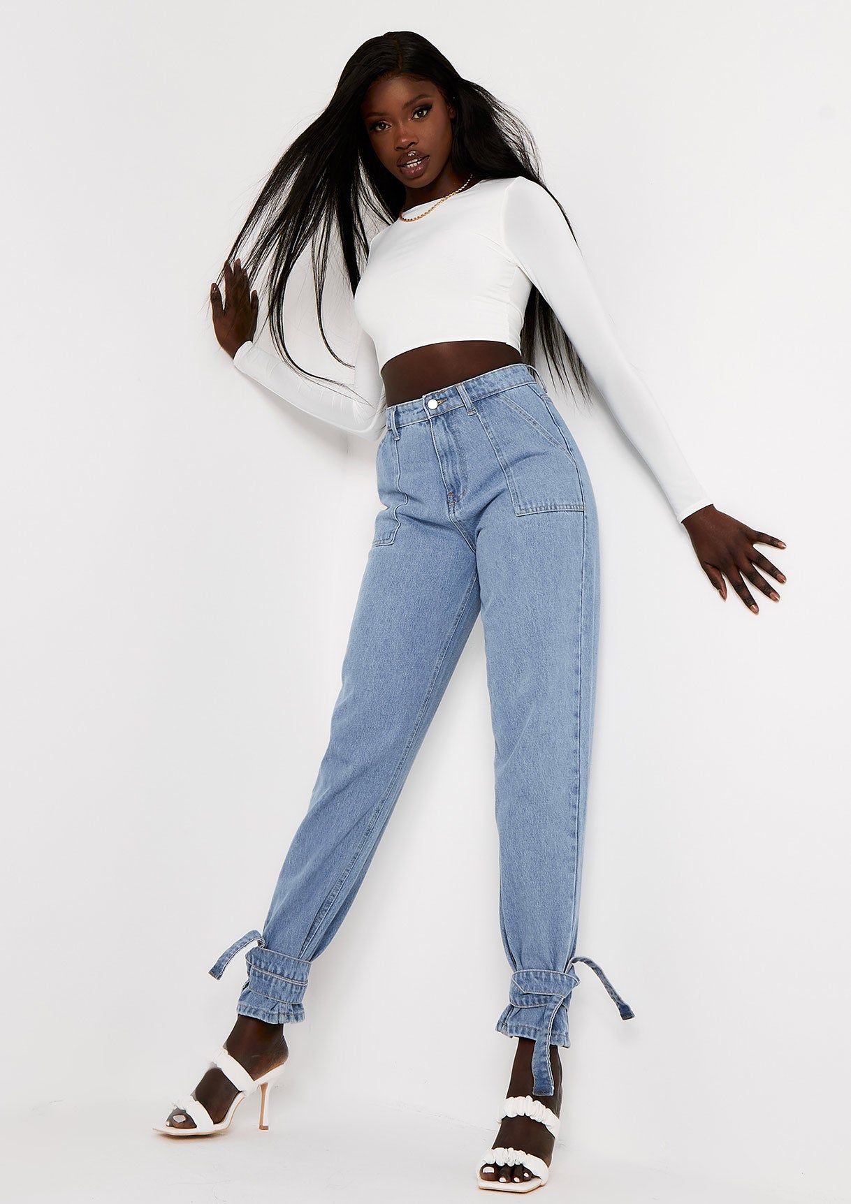 Anni Ivory Slinky Long Sleeve Crop Top sold by Missy Empire product image thumbnail 5