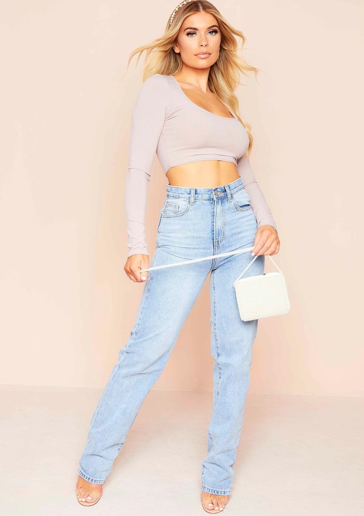 Aria Mauve Ribbed Square Neck Crop Top sold by Missy Empire product image thumbnail 4