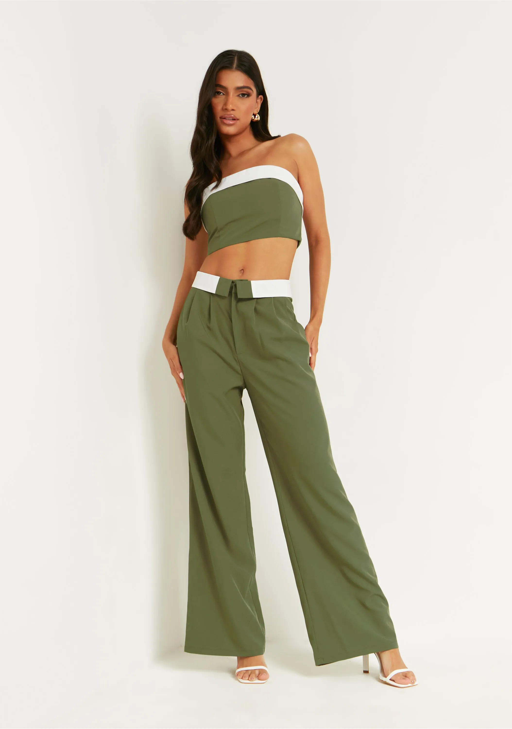 Kaysie Khaki Fold Over Bandeau Top sold by Missy Empire product image thumbnail 2