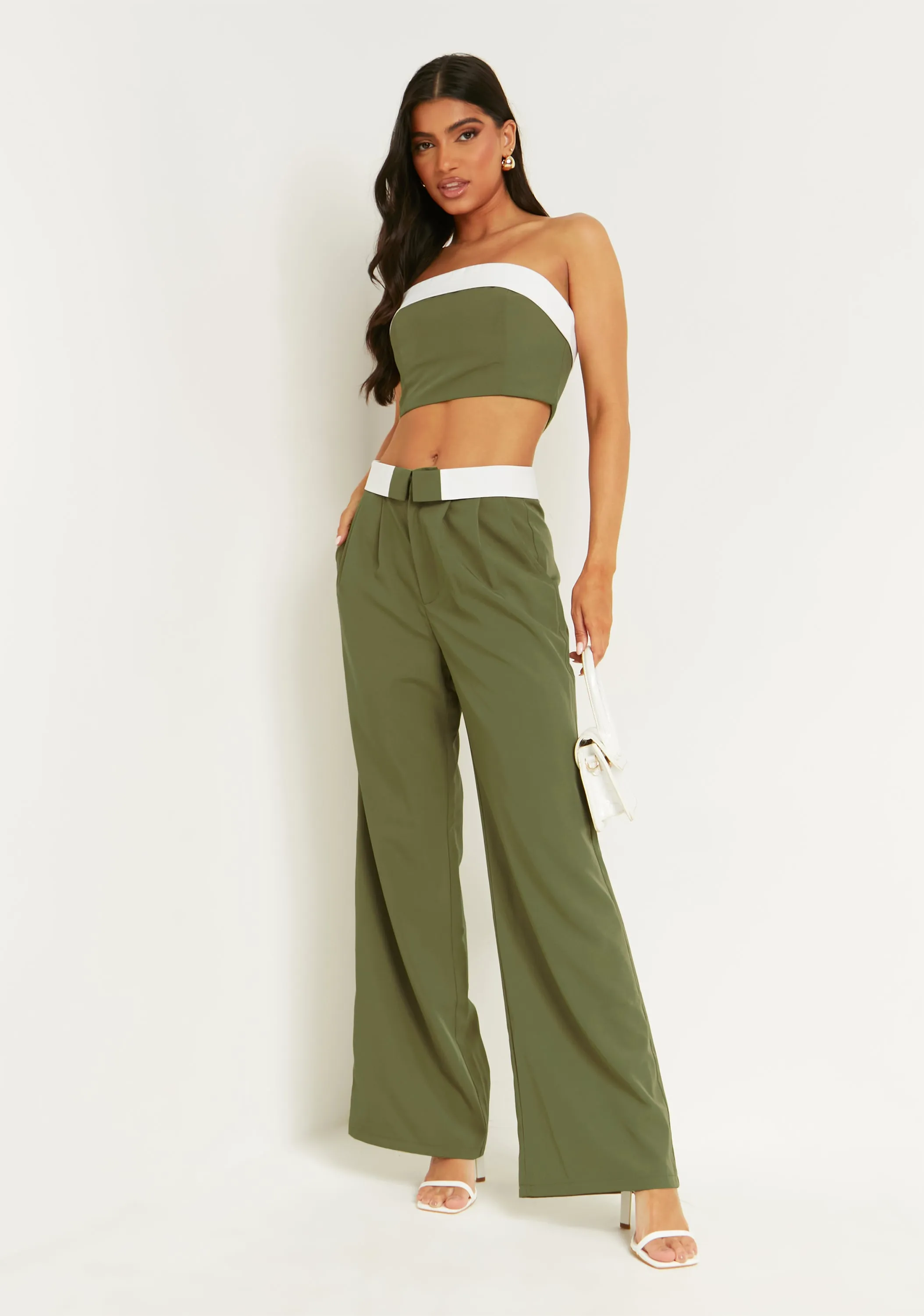 Kaysie Khaki Fold Over Bandeau Top sold by Missy Empire product image thumbnail 4