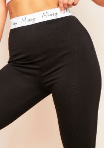 Ariana Black Missy Tape Branded Leggings sold by Missy Empire