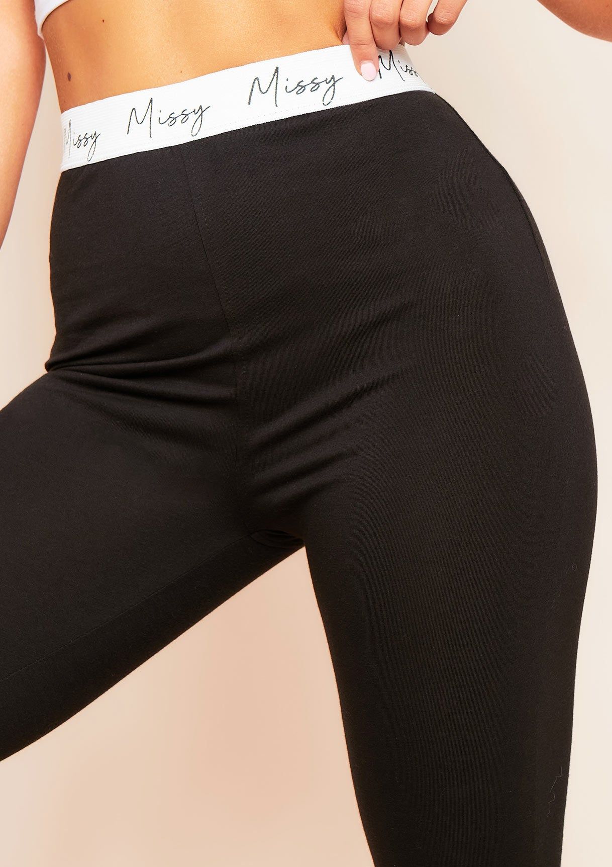 Ariana Black Missy Tape Branded Leggings sold by Missy Empire product image thumbnail 2