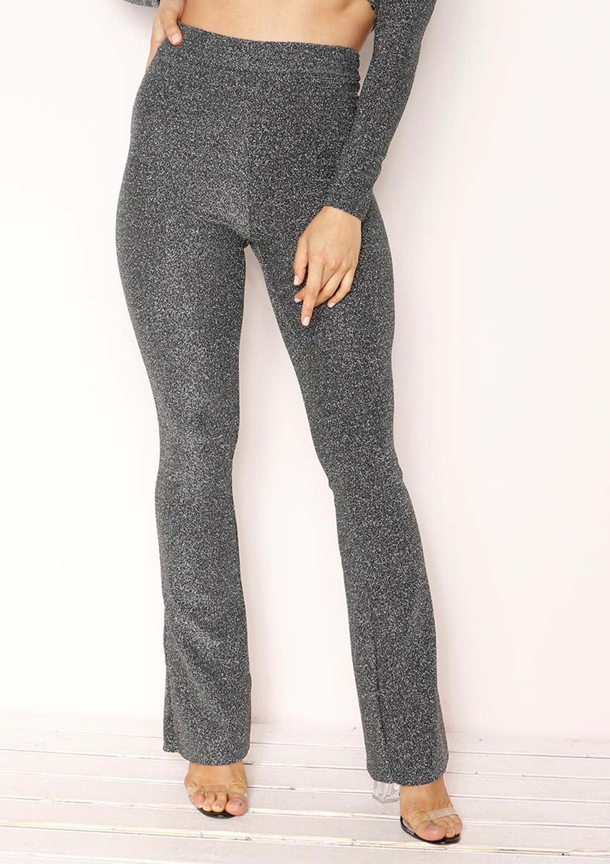 Kenna Silver Glitter Skinny Trousers sold by Missy Empire product image thumbnail 2