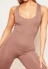 Maddison Mocha Scoop Neck Vest Jumpsuit sold by Missy Empire