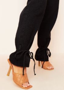 Josie Black Denim Tie Hem Straight Leg Jeans sold by Missy Empire