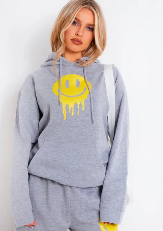 Mika Grey Smiley Face Hoodie sold by Missy Empire