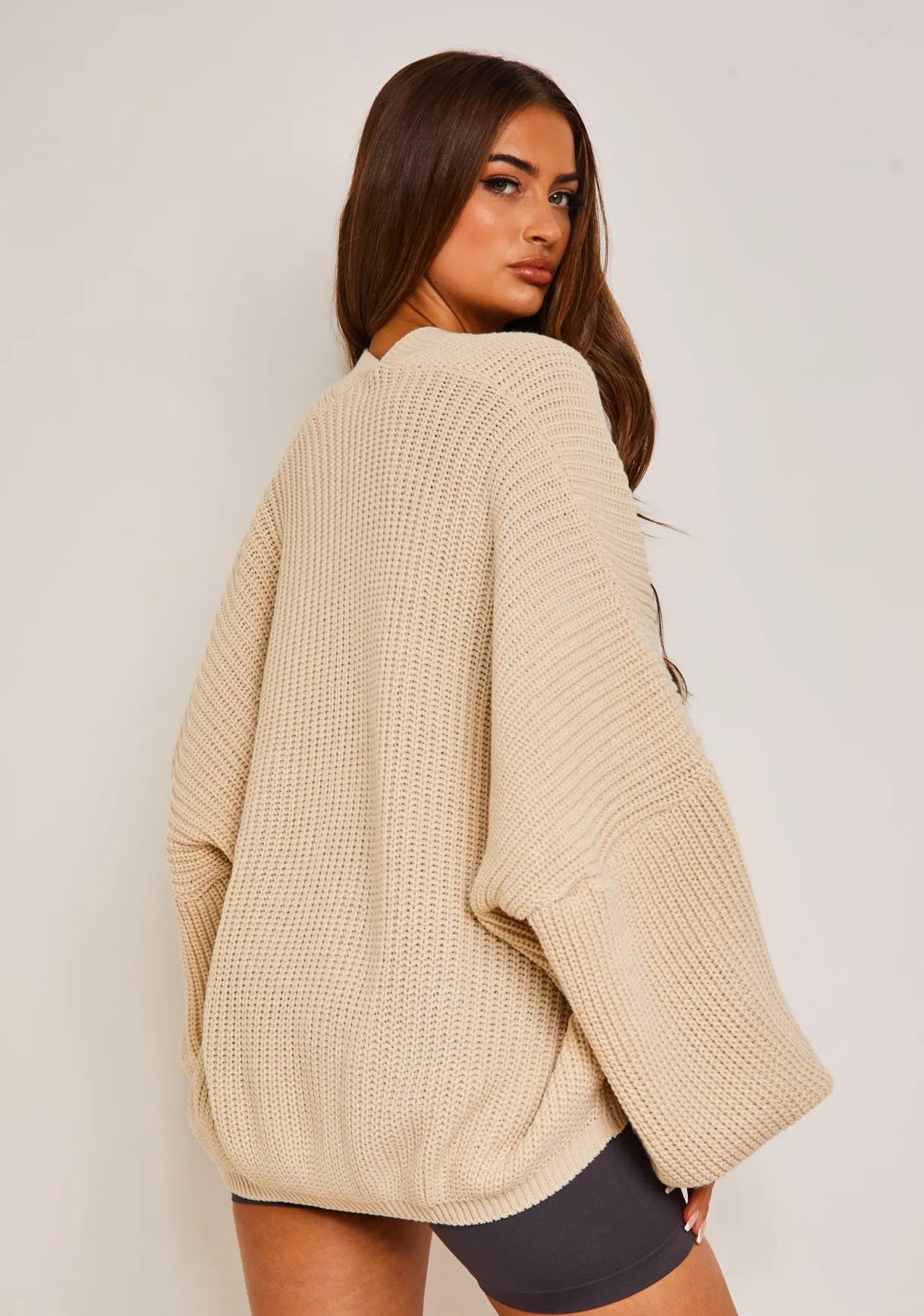 Devyn Beige Balloon Sleeve Cardigan sold by Missy Empire product image thumbnail 3