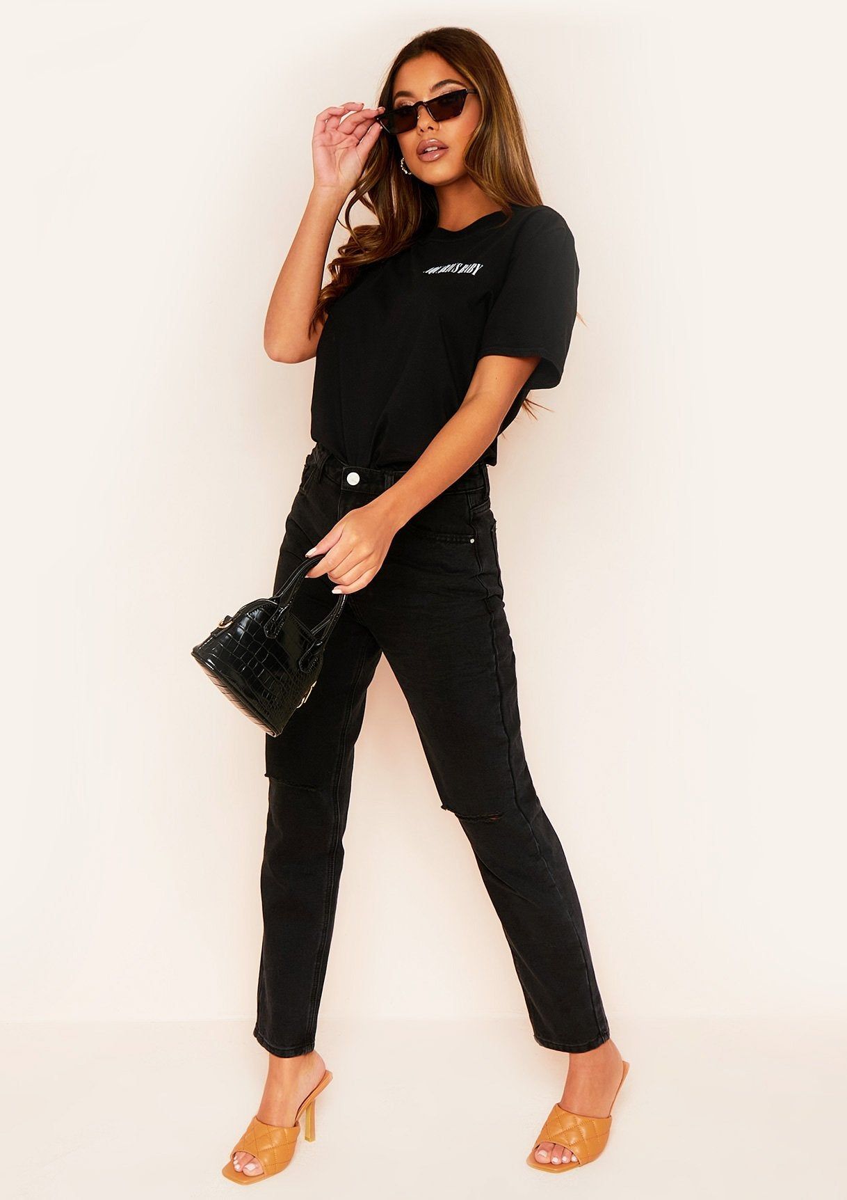 Anah Black Aquarius Slogan Horoscope T-Shirt sold by Missy Empire product image thumbnail 4