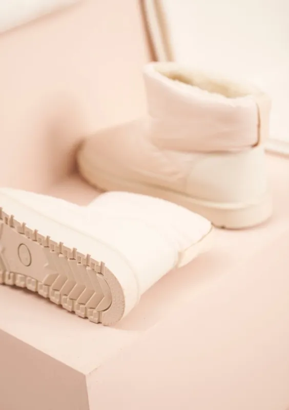 Kyla Beige Fur Lined Ankle Boots sold by Missy Empire