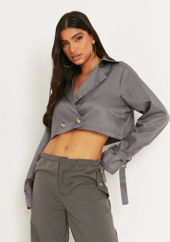 Vera Grey Oversized Crop Trench sold by Missy Empire