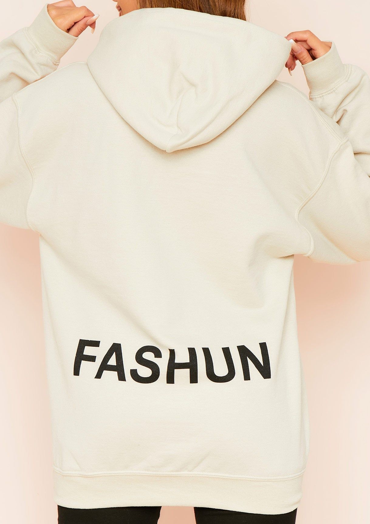 Nara Sand Fashun Slogan Oversized Hoodie sold by Missy Empire