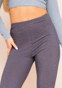 Nova Charcoal Plain Ribbed Leggings sold by Missy Empire