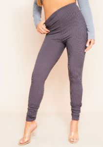 Nova Charcoal Plain Ribbed Leggings sold by Missy Empire