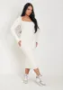 Kim Cream Knit Square Neck Long Sleeve Midi Dress sold by Missy Empire