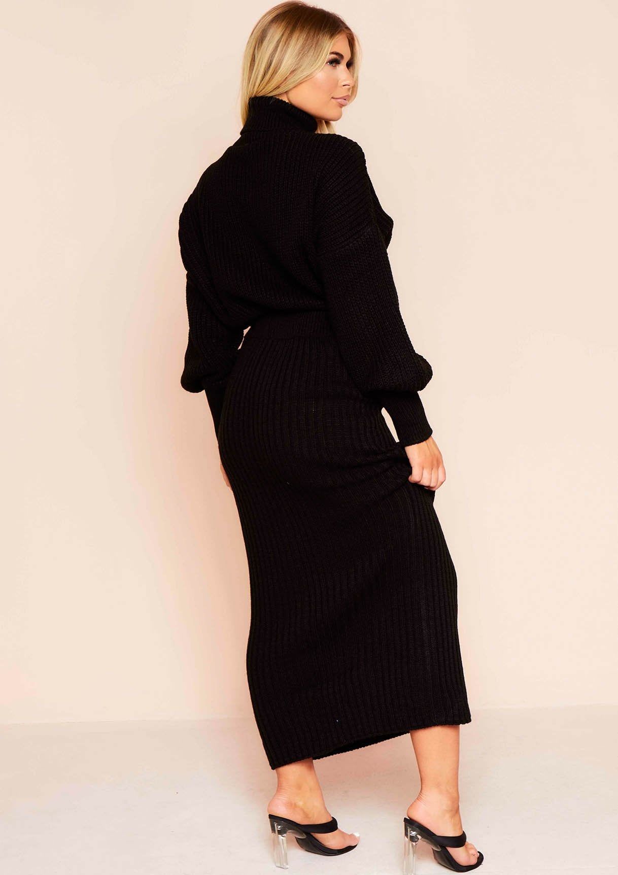 Vicki Black Knit Jumper Midi Co-ord Set sold by Missy Empire product image thumbnail 2