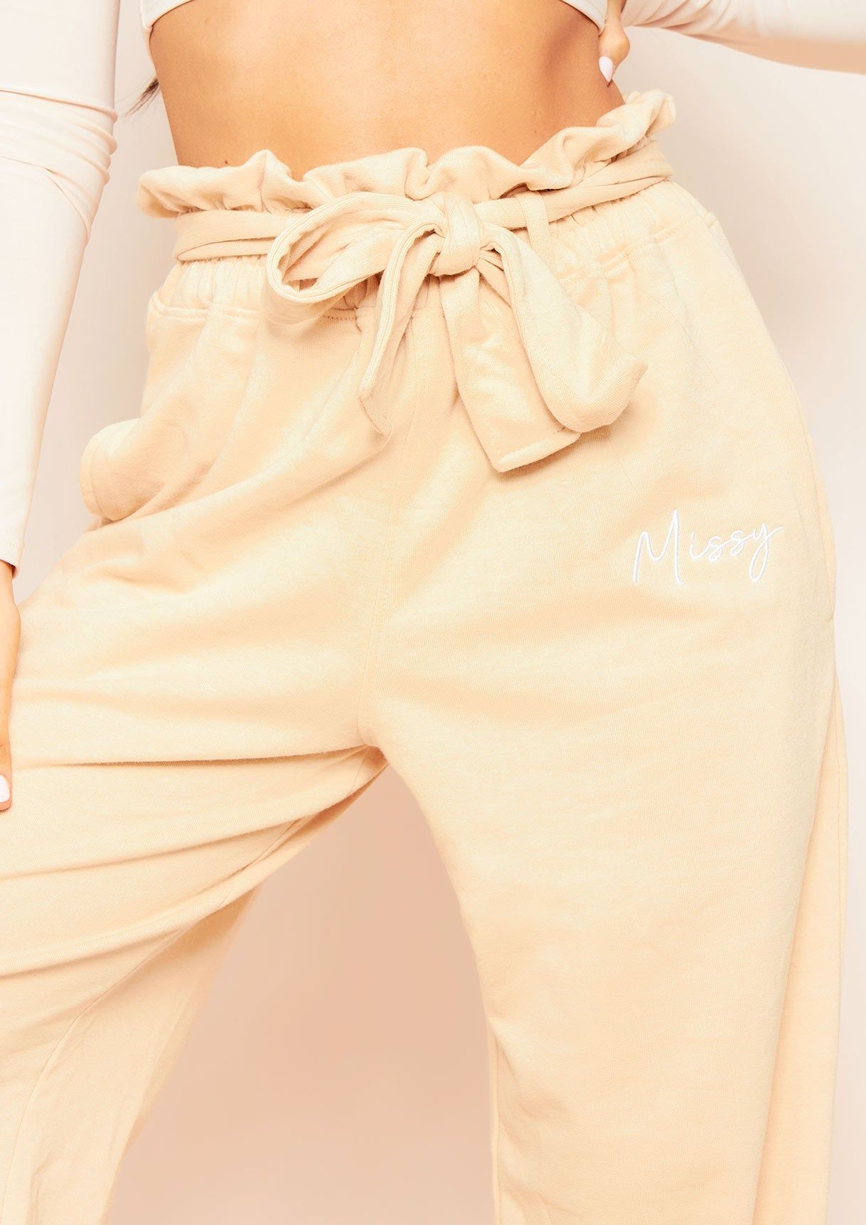 Annie Sand Missy Empire Paperbag Waist Wide Leg Joggers sold by Missy Empire product image thumbnail 3