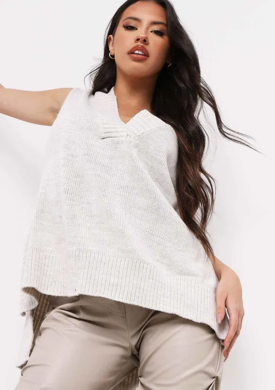 Cassey Beige Knitted Vest Top sold by Missy Empire