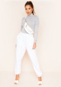 Elisha Grey Marl High Neck Long Sleeve Bodysuit sold by Missy Empire
