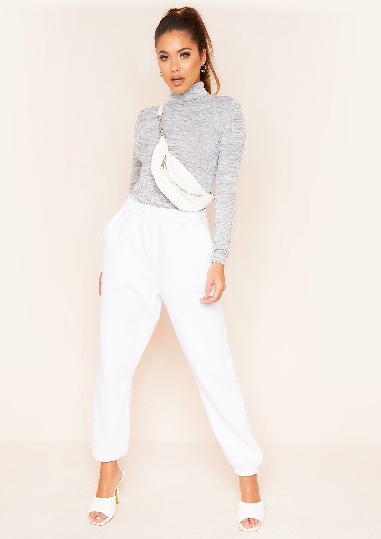 Elisha Grey Marl High Neck Long Sleeve Bodysuit sold by Missy Empire product image thumbnail 5