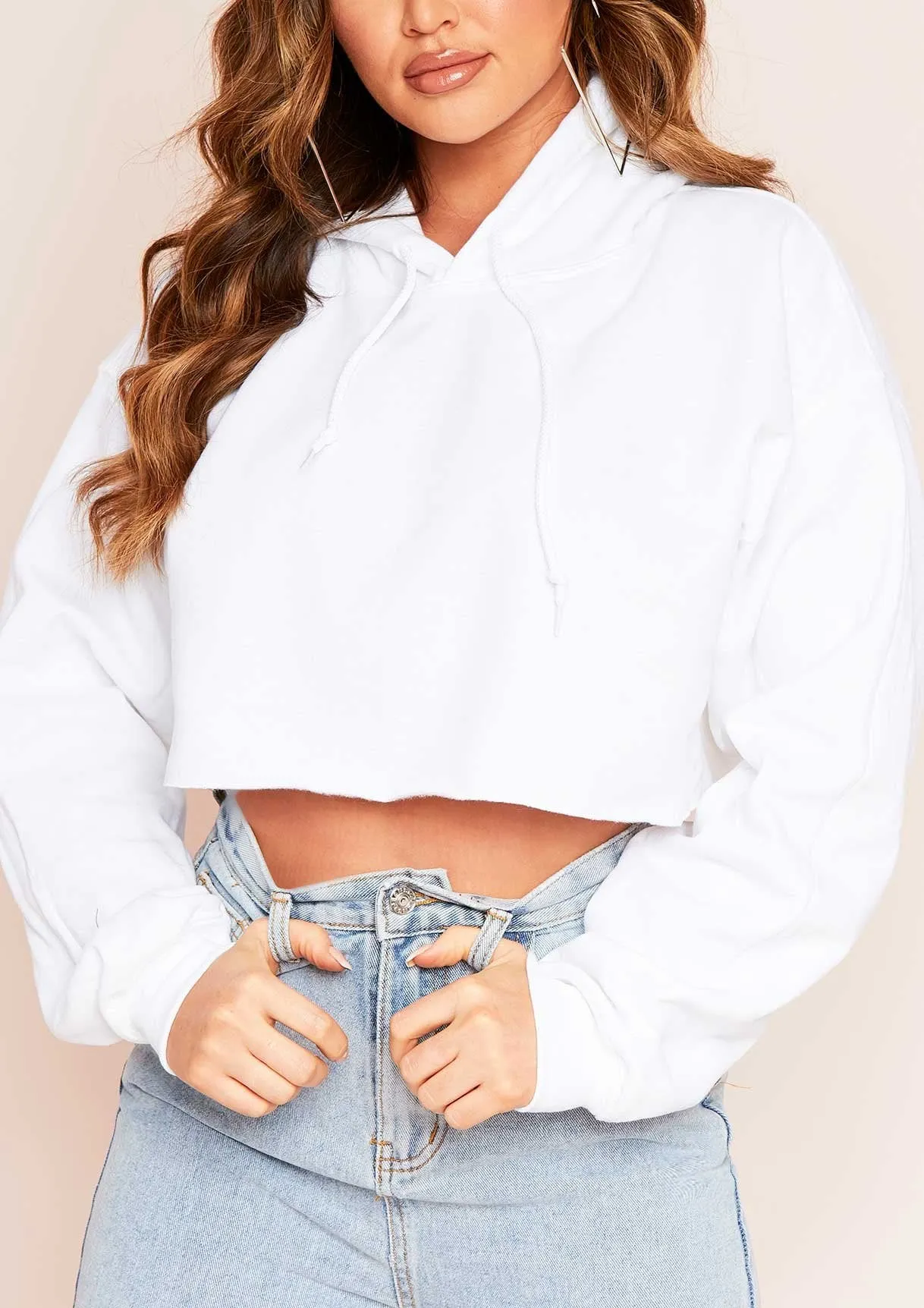 Aaliyah White Cropped Hoody sold by Missy Empire product image thumbnail 2