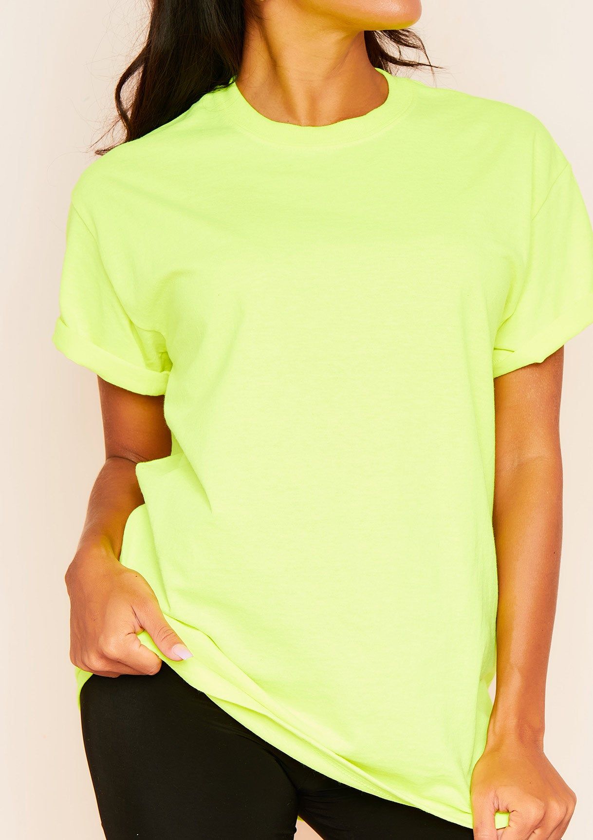 Debbie Neon Yellow Oversized T-Shirt sold by Missy Empire product image thumbnail 3