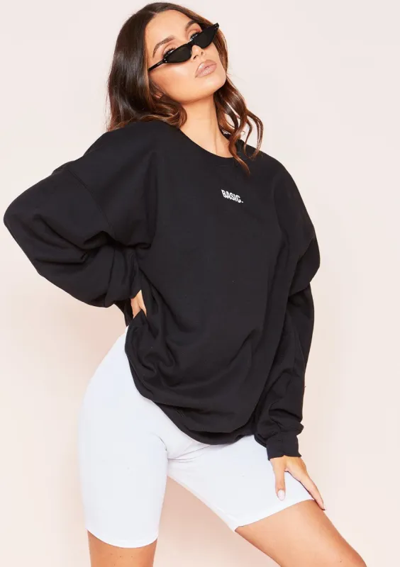 Ariana Black Basic Slogan Oversized Sweatshirt sold by Missy Empire
