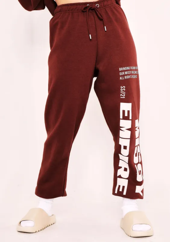 Layla Chocolate Missy Empire Slogan Joggers sold by Missy Empire