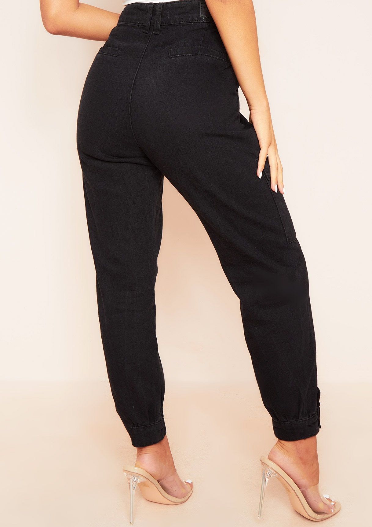 Sandra Black Denim Pocket Detail Cargo Jeans sold by Missy Empire product image thumbnail 3