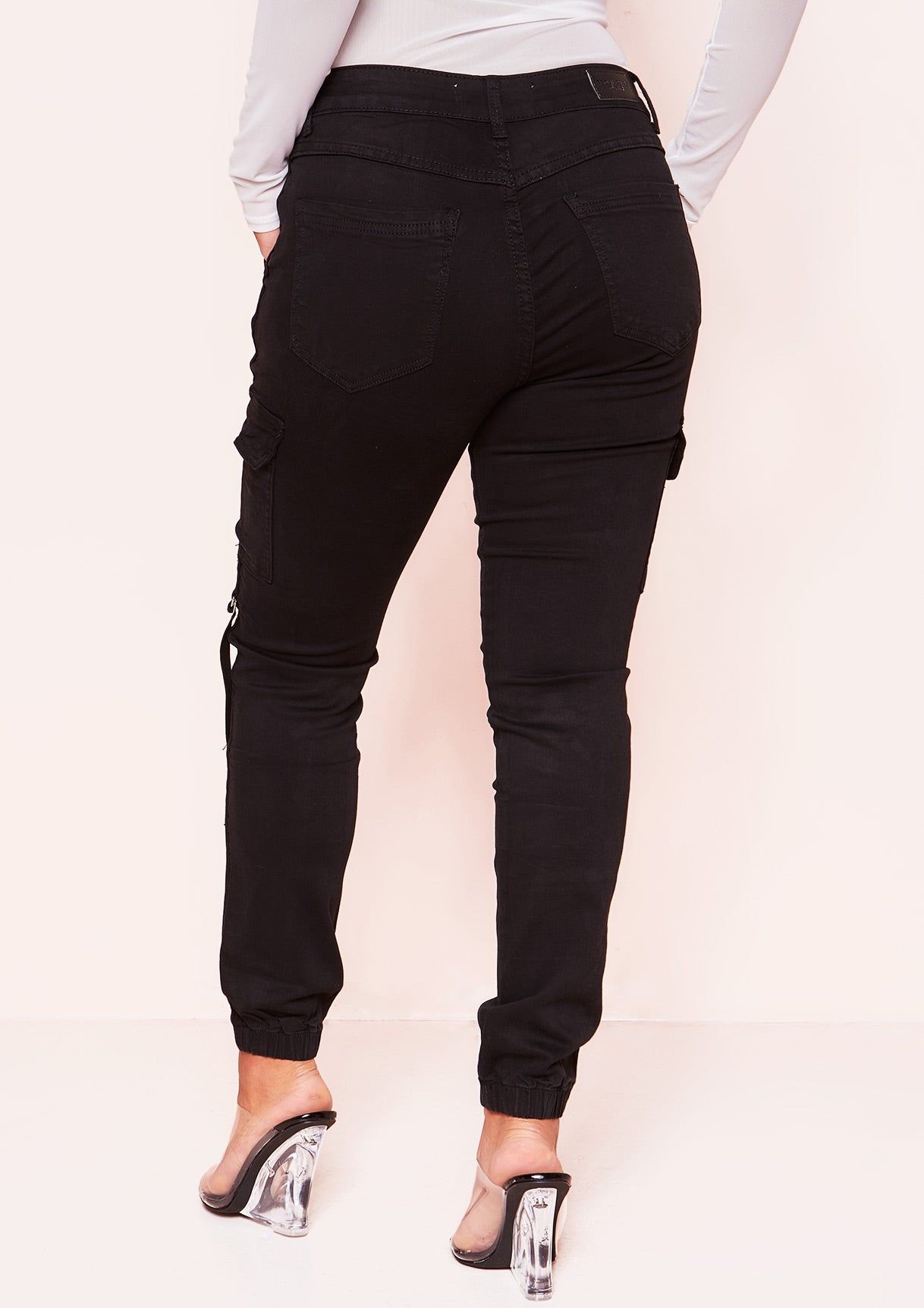 Kathi Black Denim Cargo Trousers sold by Missy Empire product image thumbnail 2