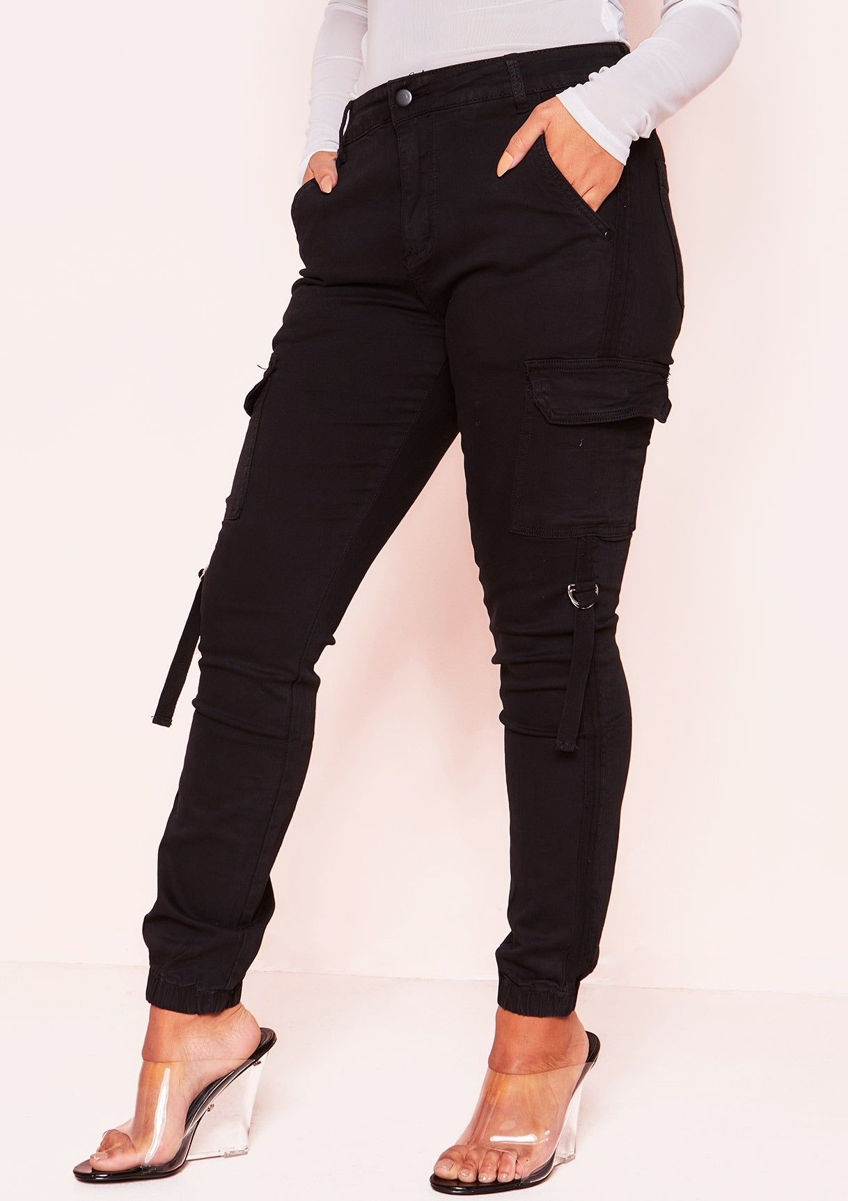 Kathi Black Denim Cargo Trousers sold by Missy Empire product image thumbnail 3
