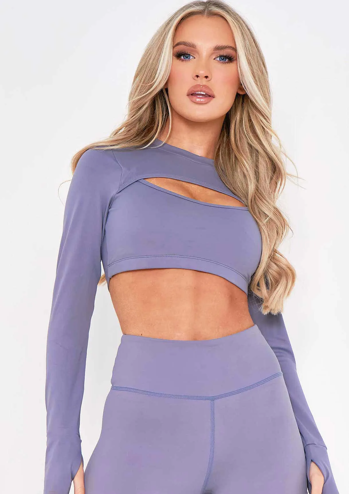 Sofia Grey Missy Empire Cut Out Gym Crop Top sold by Missy Empire