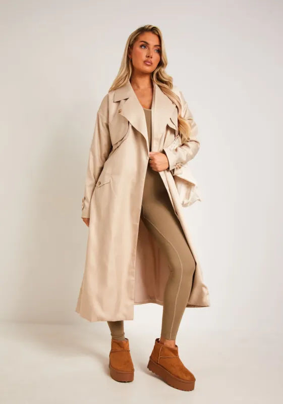 Larsa Stone Trench Coat sold by Missy Empire