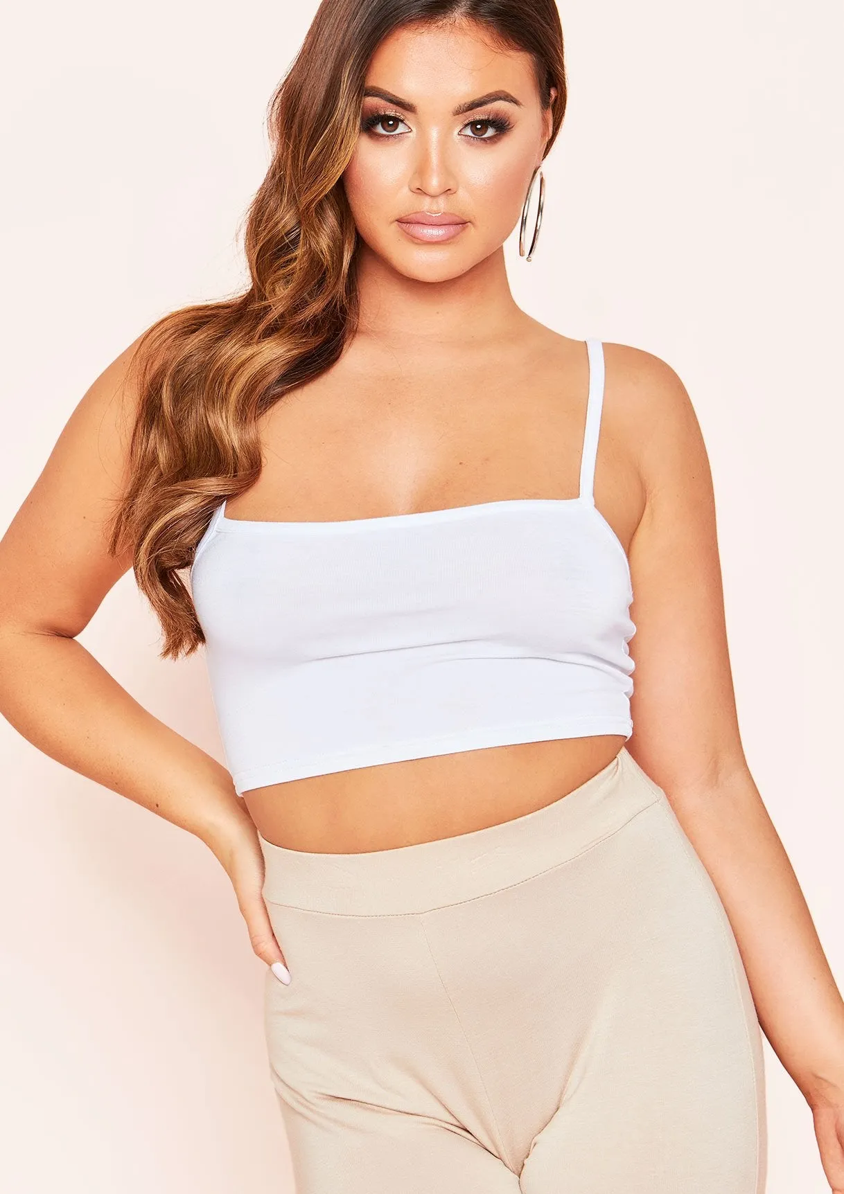 Laila White Basic Jersey Strappy Crop Top sold by Missy Empire product image thumbnail 3