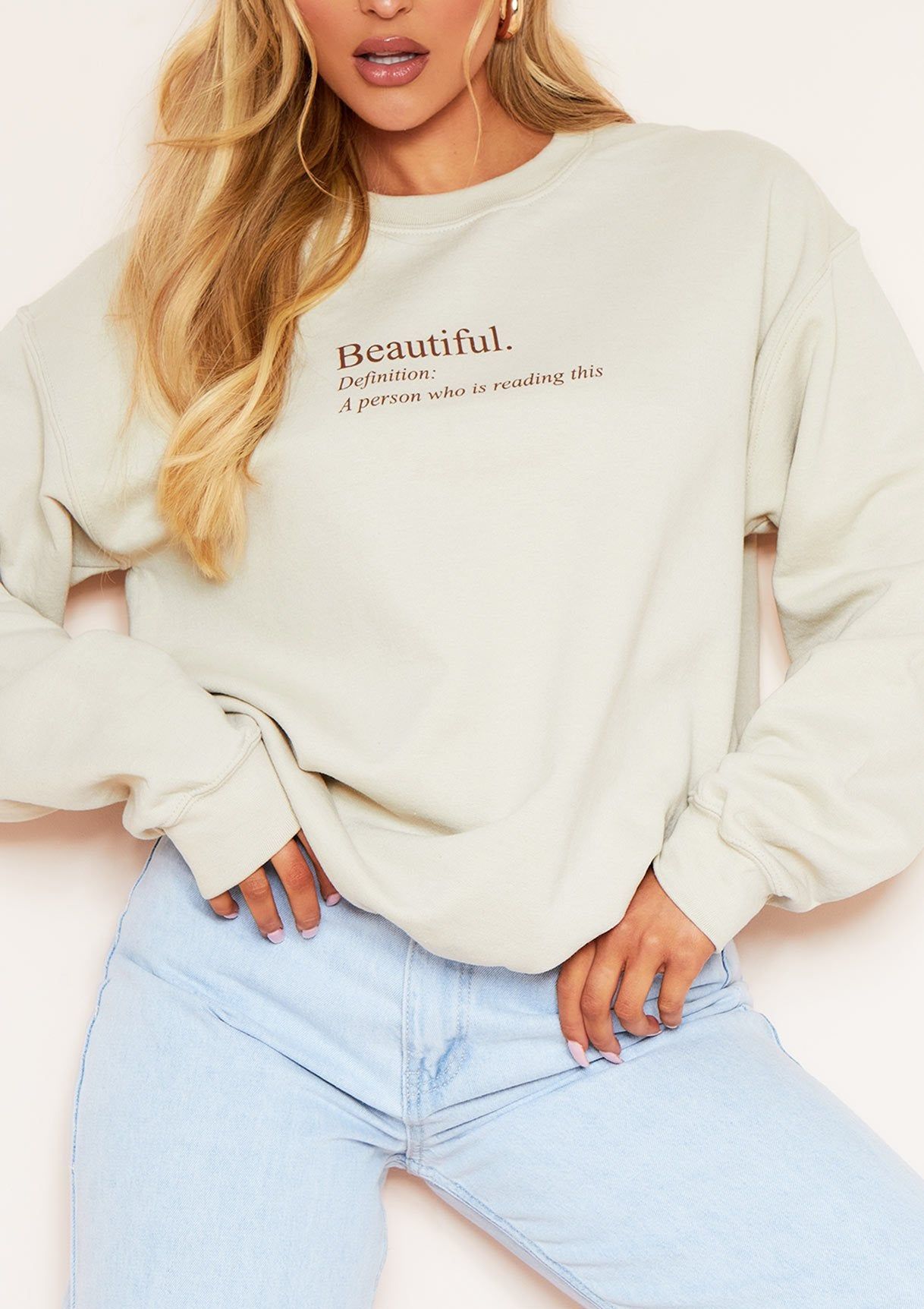 Atalya Sand Beautiful Slogan Sweatshirt sold by Missy Empire product image thumbnail 3