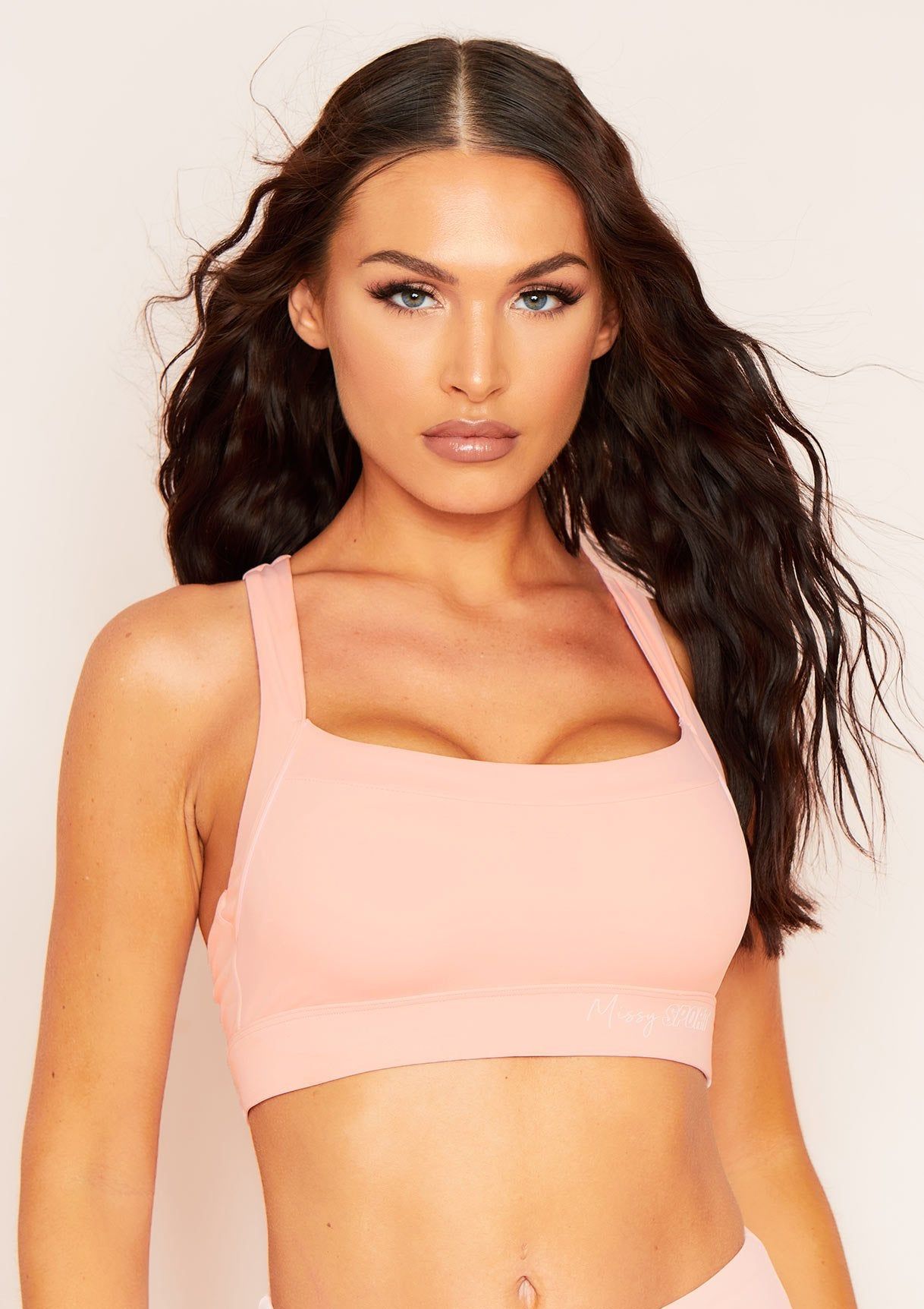 Anne Pink Missy Sport Thick Strap Gym Bralet sold by Missy Empire product image thumbnail 3