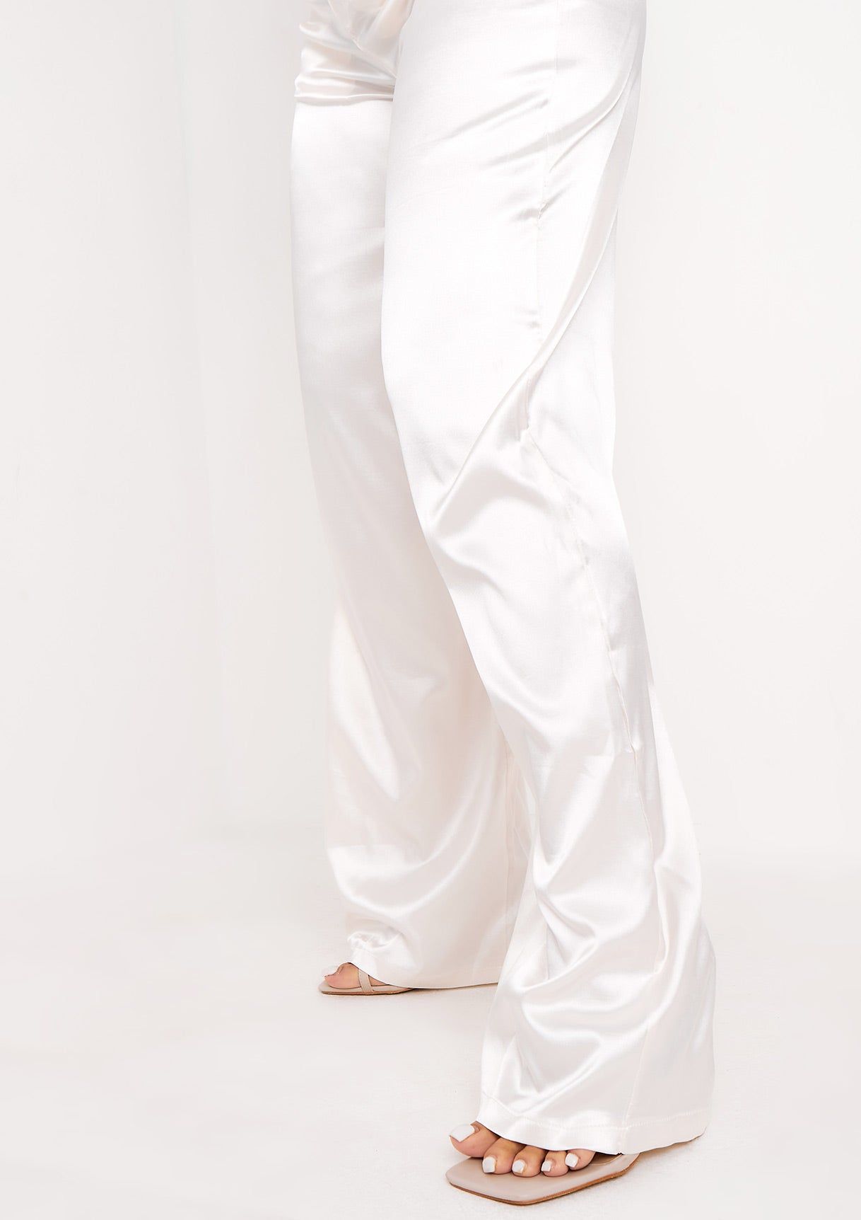 Jocelyn Ivory Satin Wide Leg Trousers sold by Missy Empire product image thumbnail 5