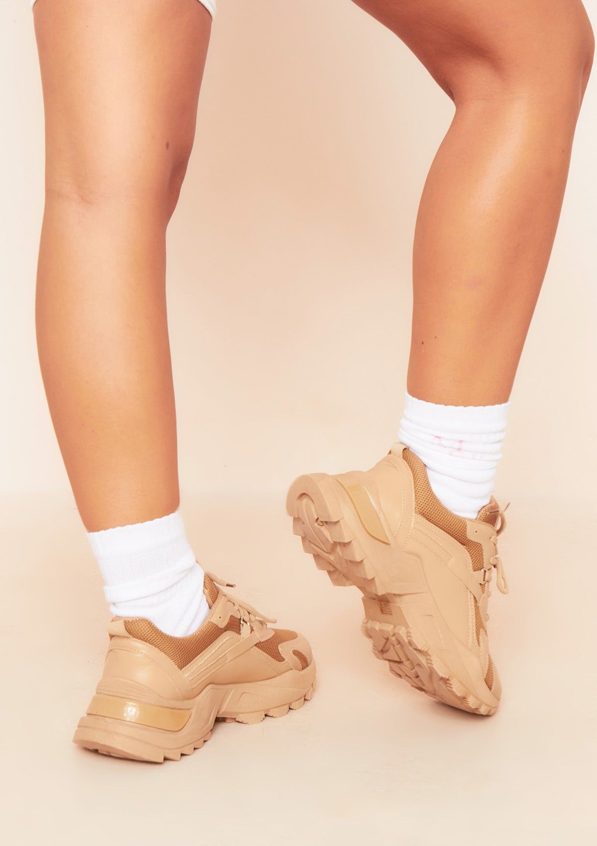 Raina Beige Chunky Trainers sold by Missy Empire product image thumbnail 3