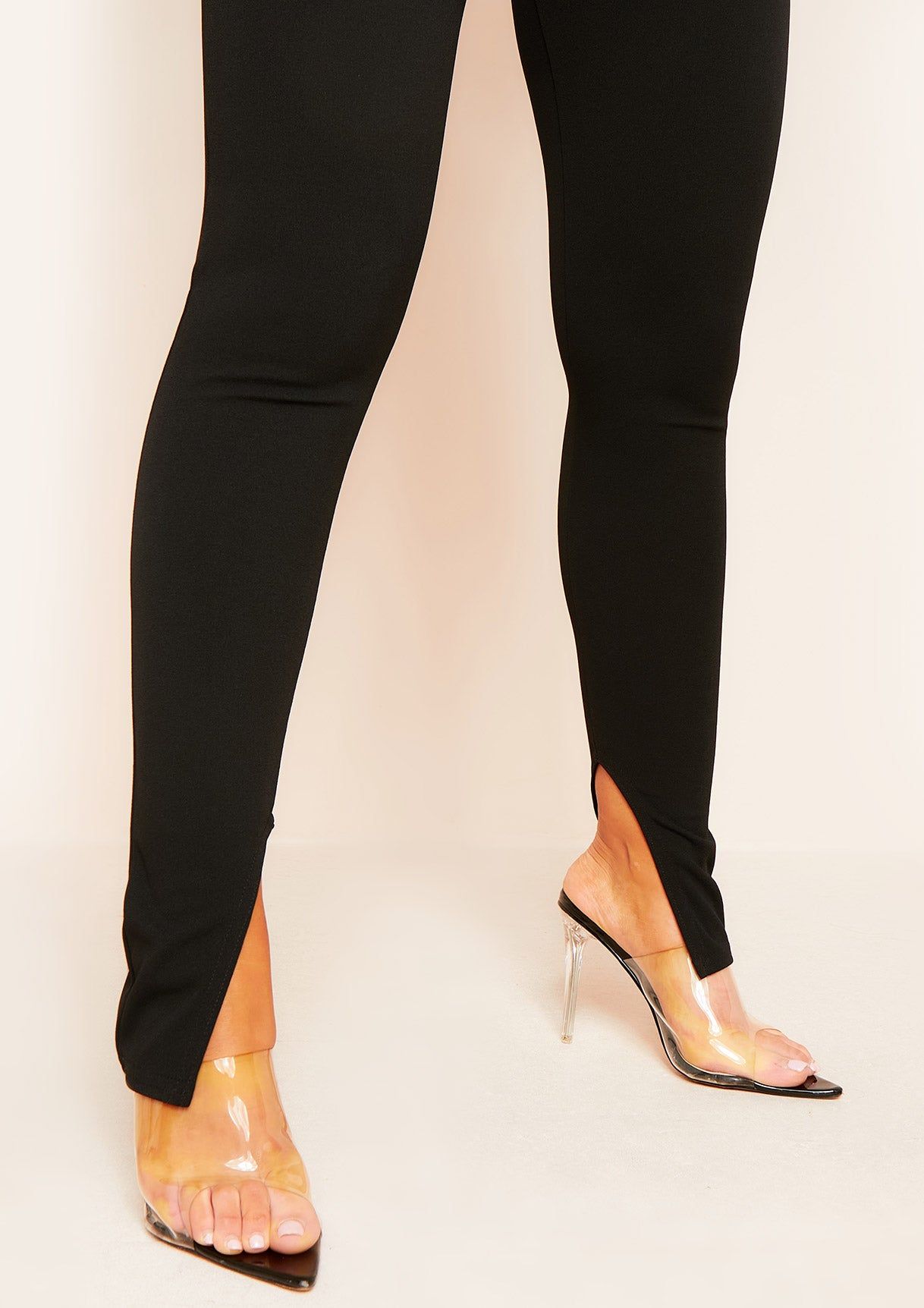 Laisha Black Plain High Waisted Side Split Trousers sold by Missy Empire product image thumbnail 3