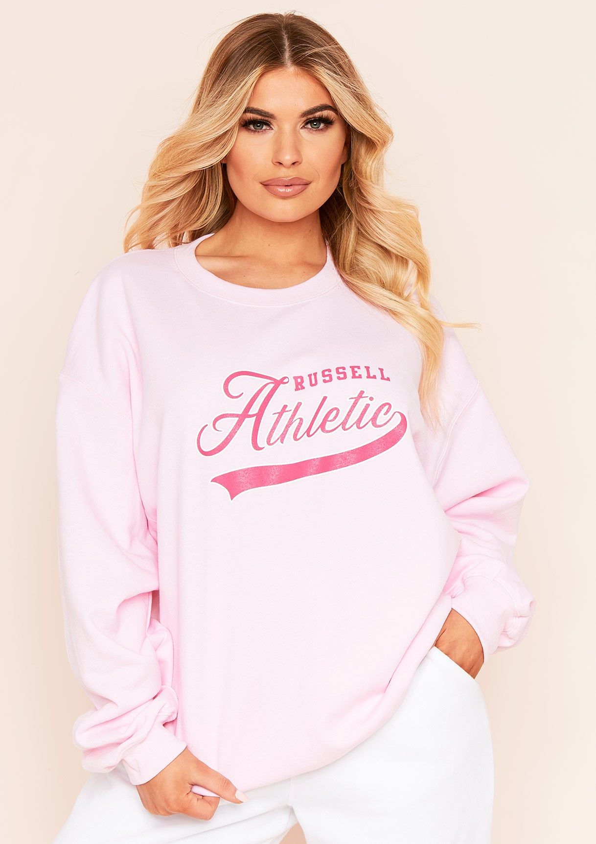 Sia Pink American College Oversized Sweatshirt sold by Missy Empire