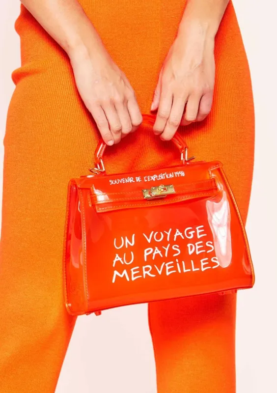 Celia Orange Perspex Graffiti Bag made by Missy Empire