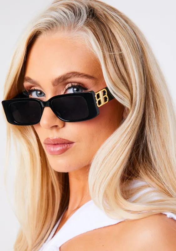 Niamh Black B Detail Sunglasses sold by Missy Empire