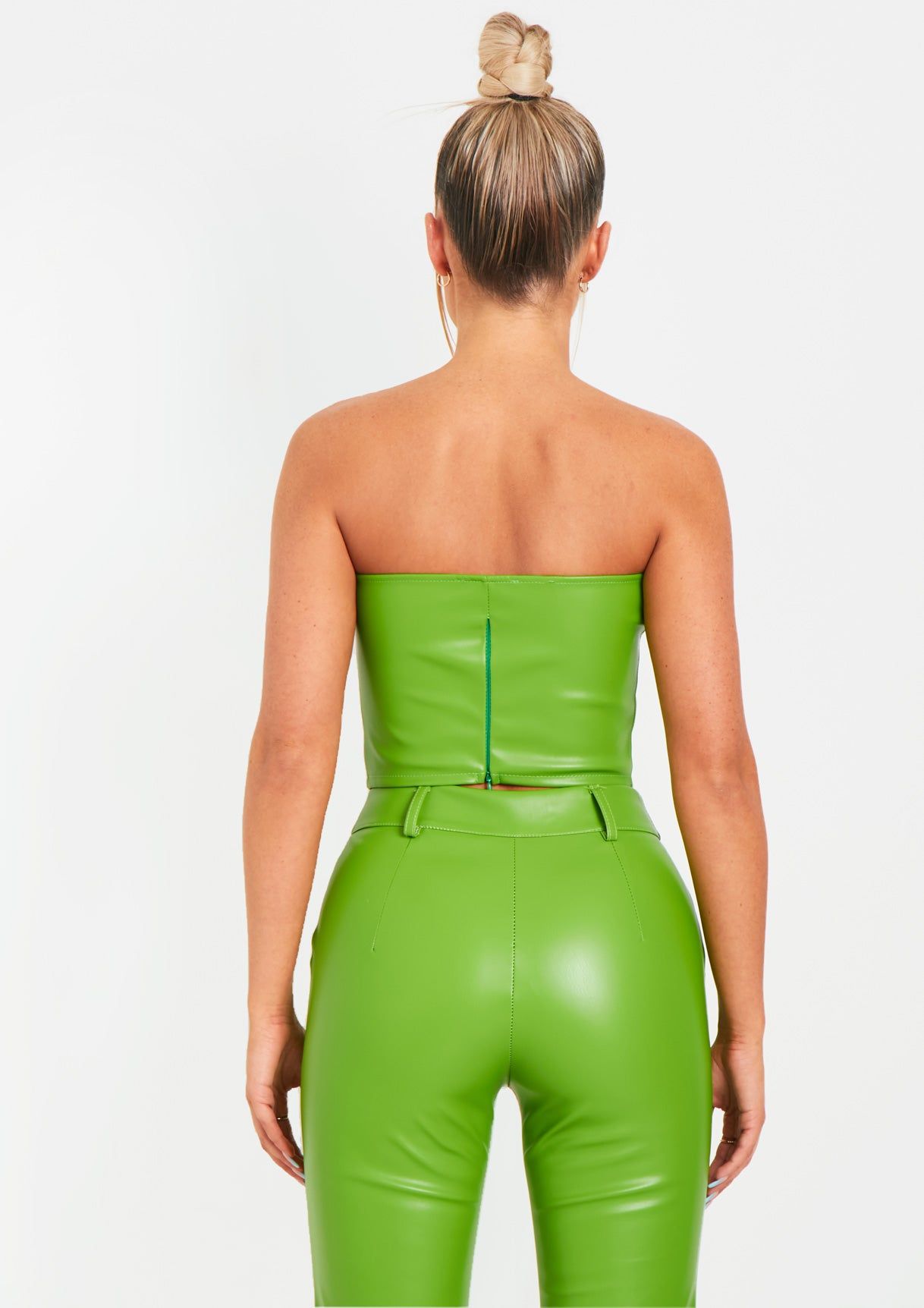 Abby Lime Green Faux Leather Cropped Corset sold by Missy Empire product image thumbnail 4